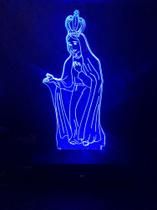 Nossa Senhora De Fátima, Luminária Led 3d, 16 Cores+controle, Decoração - Avelar Criações