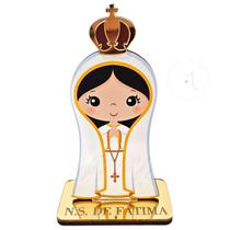 Nossa Senhora De Fátima - MDF Acrílico Espelhado Dourado - Enfeite de Mesa