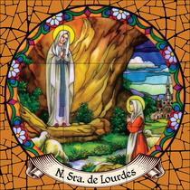 Nossa Senhora de Lourdes Estilo Vitral 60x60cm - 100% azulejo - Kafofo Store