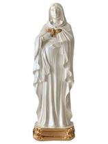 Nossa senhora gravida 20cm branco perolado e detalhe dourado em gesso - boa hora