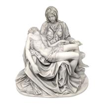 Nossa Senhora Pieta Mármore Maciço Acabamento Fino 26cm NS Piedade Michelângelo Resina La Pietá Grande Branca - Divinário