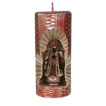 Nossa Sra Aparecida. Rossoni Velas. Gruta em vela tam 07x16cm vermelha. Imagem em resina 9cm