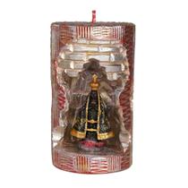Nossa Sra Aparecida. Rossoni Velas. Gruta em vela tam 10x16cm vermelha. Imagem em resina 10cm
