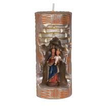 Nossa Sra Auxiliadora. Rossoni Velas. Gruta em vela tam 07x16cm laranja. Imagem em resina 9cm