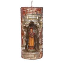 Nossa Sra de Salete. Rossoni Velas. Gruta em vela tam 07x16cm laranja. Imagem em resina 9cm