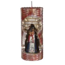 Nossa Sra do Bom Parto. Rossoni Velas. Gruta em vela tam 07x16cm vermelha. Imagem em resina 9cm