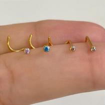 Nostril em aço pvd dourado com zircônia sem garrinha