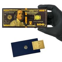 Nota Cédula 100 Dólares Benjamin Franklin Metalizada Black Ouro Usa Eua