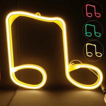 Nota De Musical Armação De Led Neon Para Decoração Bar Baladas Quarto Areia cor Amarela - 801704