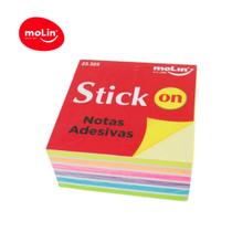 Notas Adesivas Cubo Neon 400 Folhas Bloco 76 X 76mm MOLIN