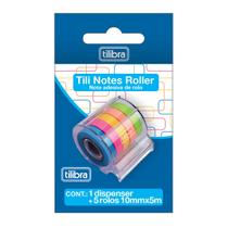 Notas Adesivas em Rolo Dispenser Tili Notes Roller 5 Cores 10mmX5m Tilibra