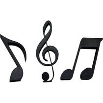 Notas Musicais Enfeite Clave de Sol e Colcheias Decoração Musica 3d Preto