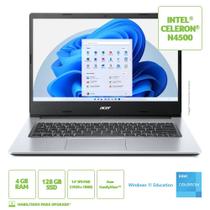 Notebook 14" Acer Aspire 3, Celeron N4500, Memória 4GB, SSD 128GB NVMe, Windows 11, A314-35-C1W1
