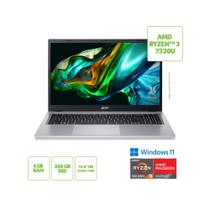 Notebook 15.6" Acer Aspire 3, Ryzen 3 7320U Quad Core, Tela HD, Memória 4GB DDR5, SSD 256GB NVMe, Windows 11, A315-24P-R3TV ACER