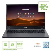 Notebook Acer Aspire 3 15,6" A315-54K-310A Intel Core i3 4GB Ram 1TB HD Endless OS cinza