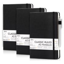 Notebook Feela A5 com Capa Dura - Diário Pautado com Suporte para Canetas