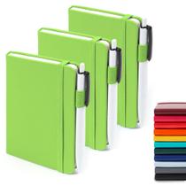 Notebook feela Pocket Small A6 com suporte para canetas+3 canetas verdes