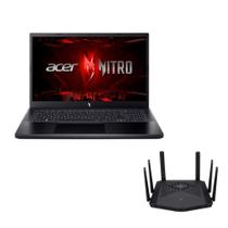 Notebook Gamer Acer Nitro V15 ANV15-51-57WS Intel Core i5-13420H 8GB 512GB RTX 3050 15.6 Linux" + Roteador Predator Connect W6x