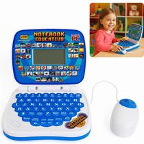Notebook Infantil Educativo 2 em 1 Bilíngue Português Inglês Com Jogos Luz Som Teclado Mouse