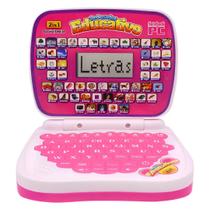 Notebook Infantil Educativo Rosa Brinquedo Didático em Inglês e Espanhol