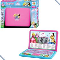 Notebook Laptop Infantil 60 Funções Computador Didático Meninas Piquenique Princesas - Dm Toys
