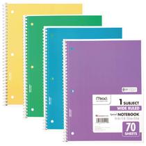 Notebook Mead Spiral, 1 objeto, pautado por 70 folhas, pacote com 4