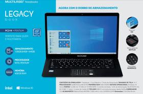 Notebook Multilaser Legacy Book PC319 QuadCore WI-FI 64GB+64GB SD RAM 4GB T :14,1 HD W10 Home Webcam