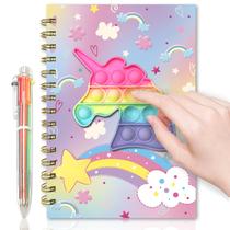 Notebook Pop Unicorn Fidget com 6 canetas multicoloridas para crianças