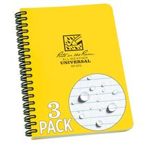 Notebook Rite in the Rain à prova de intempéries, 4,625 x 7 cm, amarelo, pacote com 3 Notebook Rite in the Rain à prova de intempéries, 4,625 x 7 cm, amarelo, pacote com 3