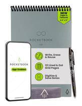 Notebook Rocketbook Flip com caneta Pilot Frixion e tecido cinza
