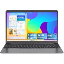 Notebook SGIN 12 GB de RAM 512 GB SSD 15,6 polegadas FHD Celeron N5095