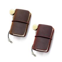 Notebook Yitexin Mini Size Travellers com capa de couro 4,8x3,2 cm