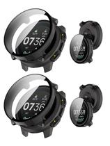NOUKAJU Funda 2 en 1 para SUUNTO Vertical 2, cubierta protectora para smartwatch, con película de vidrio templado 9H integrada, PC rígido, fácil de instalar, protector de pantalla para reloj deportivo SUUNTO Vertical 2 (negro+negro)