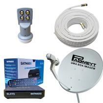 Nova Antena Parabólica Completa 60cm Com Lnbf De 4 Saídas