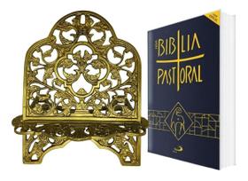 Nova Bíblia Sagrada Pastoral e Porta Bíblia Suporte Apoio Leitura Kit Católico Completa Antigo e Novo Testamento Ideal Catequese Grupos de Orações