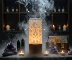 Nova Exclusiva Luminária Estampada Abajur em Relevo LED Minimalista Design Mistica feminino sagrado e Mão Negra Juntas