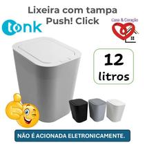 Nova Lixeira Branca Tonk de 12 litros Tampa Click Antiodor e Insetos Dispenser de sacos Cozinha ou Escritório TOP Nova Lixeira Branca Tonk de 12 litros Tampa Click Antiodor e Insetos Dispenser de sacos Cozinha ou Escritório TOP