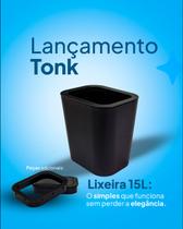 Nova Lixeira Tonk Preta 15 litros Com ou Sem Tampa Click Antiodor e Insetos em sua Cozinha ou Escritório TOP