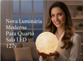 Nova Luminária Abajur De Lua Cheia De Mesa Lampada Led Moderna Altura 15CM 127V