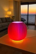 Nova Luminária Redonda Abajur De Mesa Lampada Led Quarto Moderna Violeta Degrade