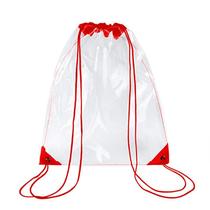 Nova mochila de cordão transparente escola tote gym bag sport pack - vermelho
