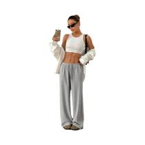 Nova moda feminina cor sólida casual solta calças de perna larga Nova moda feminina cor sólida casual solta calças de perna larga
