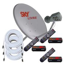 Nova Parabólica SKY LIVRE com 03 pontos de TV em Full HD