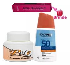 Nova Pele Creme Facial + Protetor Solar 50 FPS + Batom Liquido Rosa Selvagem