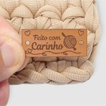 Novelo Crochê Feito com Carinho 50und. Etiqueta Artesanato Couro Idêntico a Foto do Anuncio