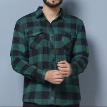 Novidade Camisa Xadrez Flanelada Manga Longa Com Bolsos Premium