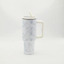 Novidade! Copo Térmico Nuvens e Marmare em Aço Inox 1200 ml Com Alça e canudo