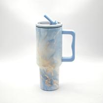Novidade! Copo Térmico Nuvens e Marmare em Aço Inox 1200 ml Com Alça e canudo