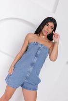 Novidade Macaquinho Jeans sem alça Sem Lycra premium Novidade Macaquinho Jeans sem alça Sem Lycra premium