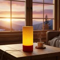 Novo Abajur De Mesa Lampada Led Luminária Quarto Moderna Base Bege Corpo Vermelho